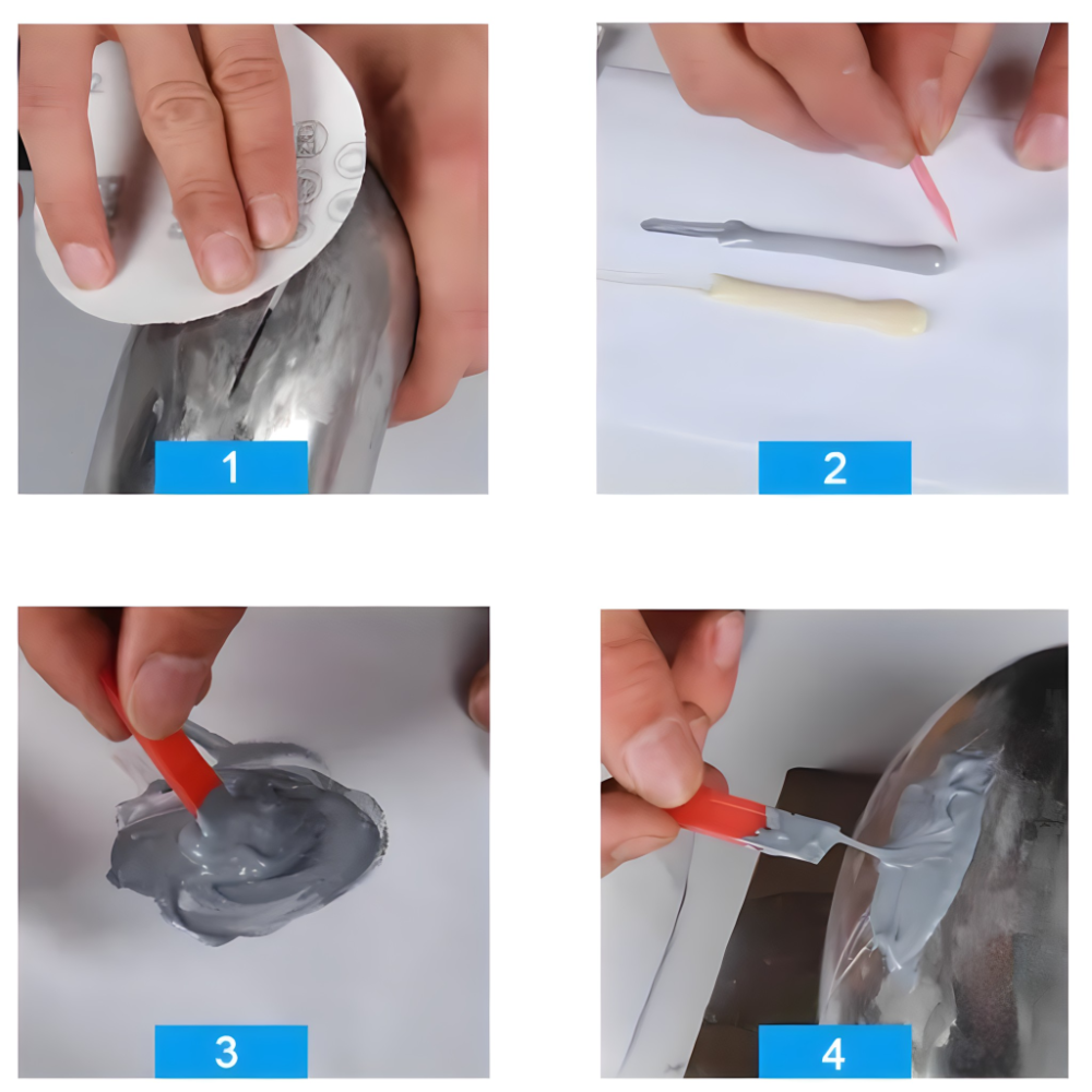 Nanošenje paste na oštećenu površinu korak po korak.
